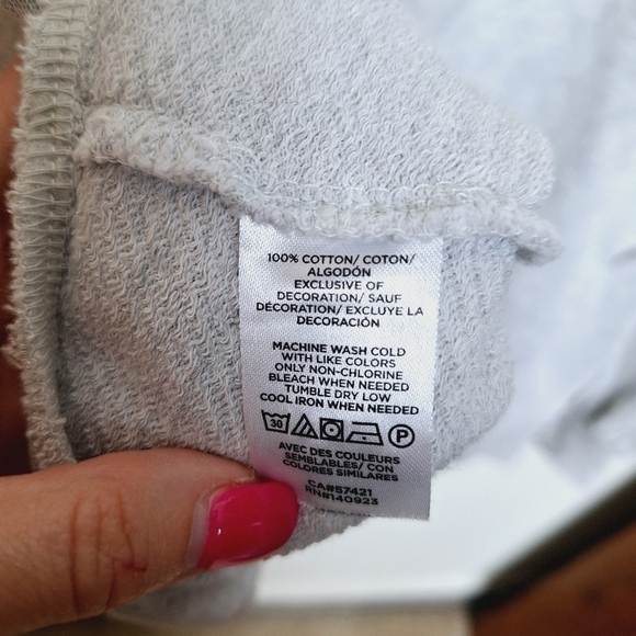 LOFT Gray Embroidered Eyelet Ruffle Crew Neck Long Sleeve Sweatshirt Medium - Picture 10 of 10